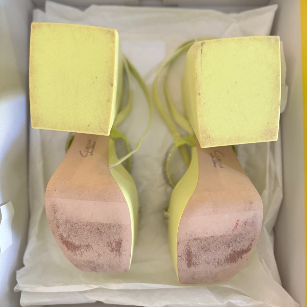 Circus by Sam Edelman Lime Green Platform Sandals with Rhinestone Straps - Picture 10 of 11